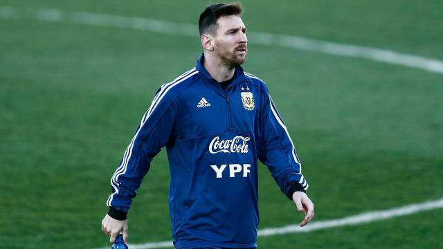 Messi, este martes, con la selección argentina. 