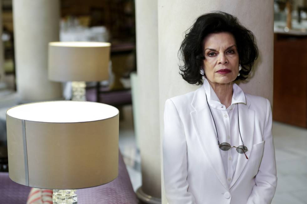 Bianca Jagger en el Hotel Palace de Madrid.