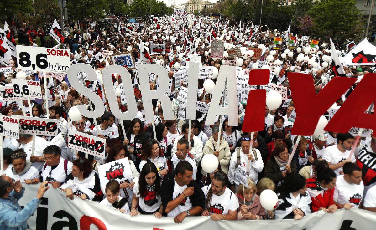 Participantes en la manifestación, este domingo, en Madrid.