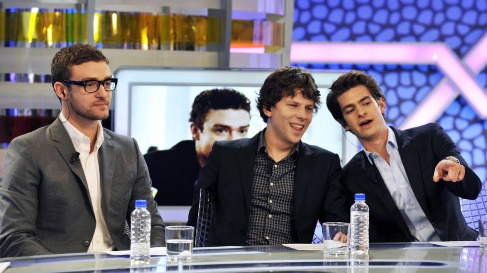 Justin Timberlake, Jesse Eisenberg y Andrew Garfield, durante su visita a 'El Hormiguero' en 2010 para promocionar 'La red social'.