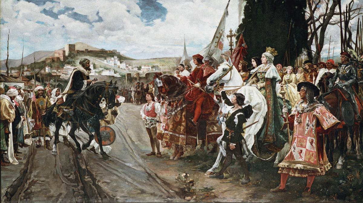 Boabdil rinde Granada en un cuadro de Pradilla y Ortiz.