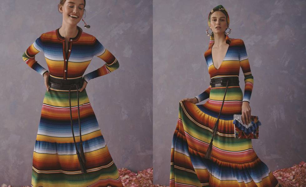 Vestidos de Carolina Herrera inspirados en el sarape de Saltillo.