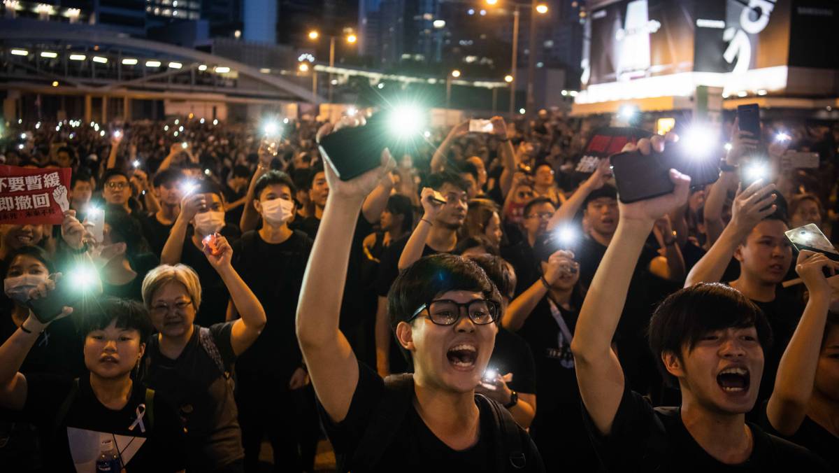 Manifestación este domingo en Hong Kong.