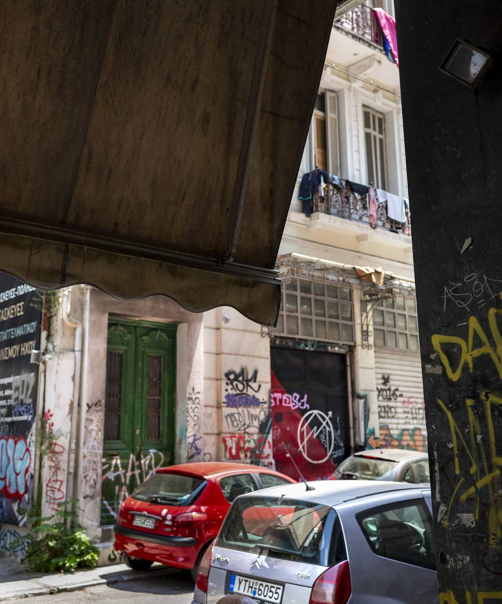 Un barrio degradado en Atenas.
