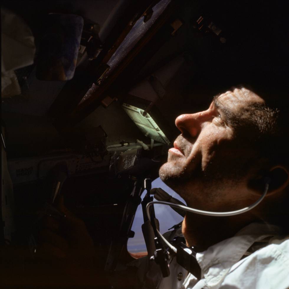 Walter Cunningham, durante la misión Apolo 7, en octubre de 1968.