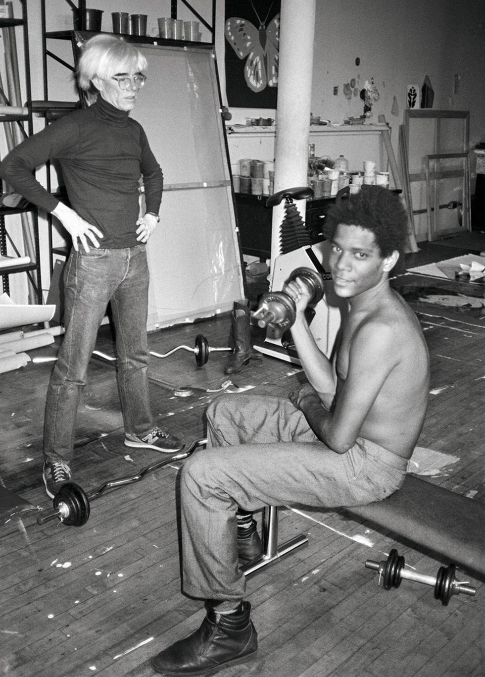Los dos, durante una sesiÃ³n de entrenamiento en la guarida de Warhol en el 860 de Broadway (Nueva York) en el verano de 1983.