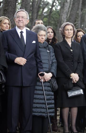 Constantino de Grecia, la reina Sofía e Irene de Grecia, en 2014.