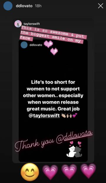 A recording of messages between Demi Lovato and Taylor Swift on Instagram.