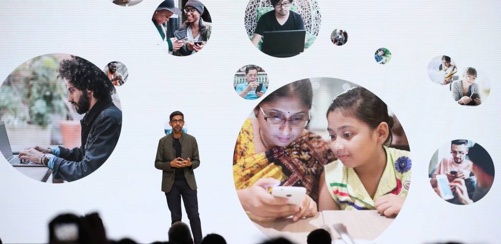 O CEO do Google, Sundar Pichai, em uma conferência em San Francisco em março.