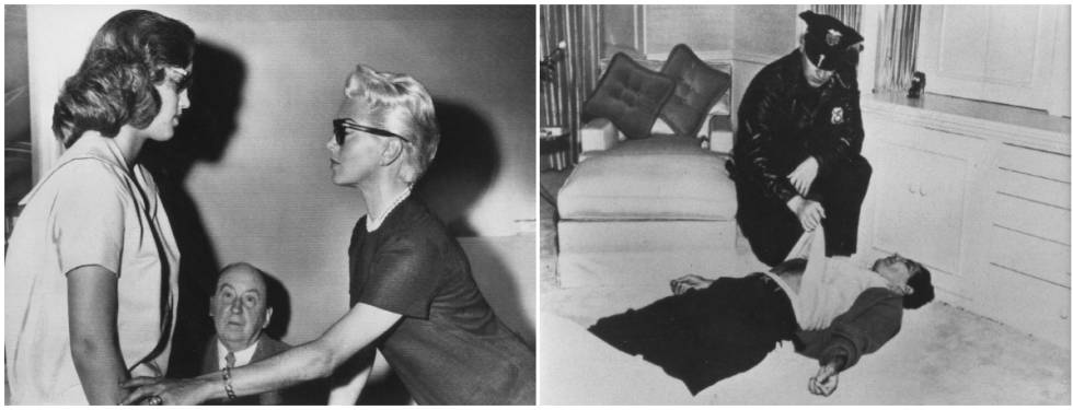 A la izquierda, Lana Turner en 1958 junto a su hija Cheryl Crane, que fue acusada de matar al novio de su madre, el mafioso Johnny Stompanato, y más tarde fue absuelta. El hombre que aparece en el medio era el abogado de la menor, Jerry Geisler. A la derecha, el cadáver de Johnny Stompanato.