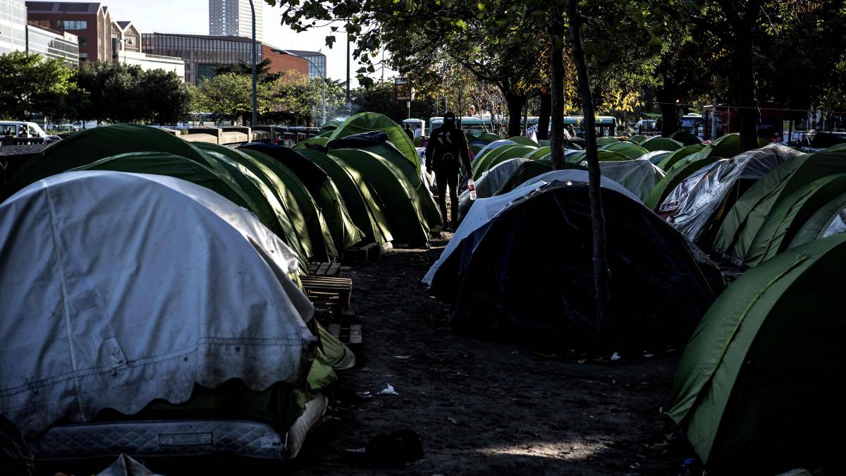 Un campamento de inmigrantes en París, el 18 de octubre.