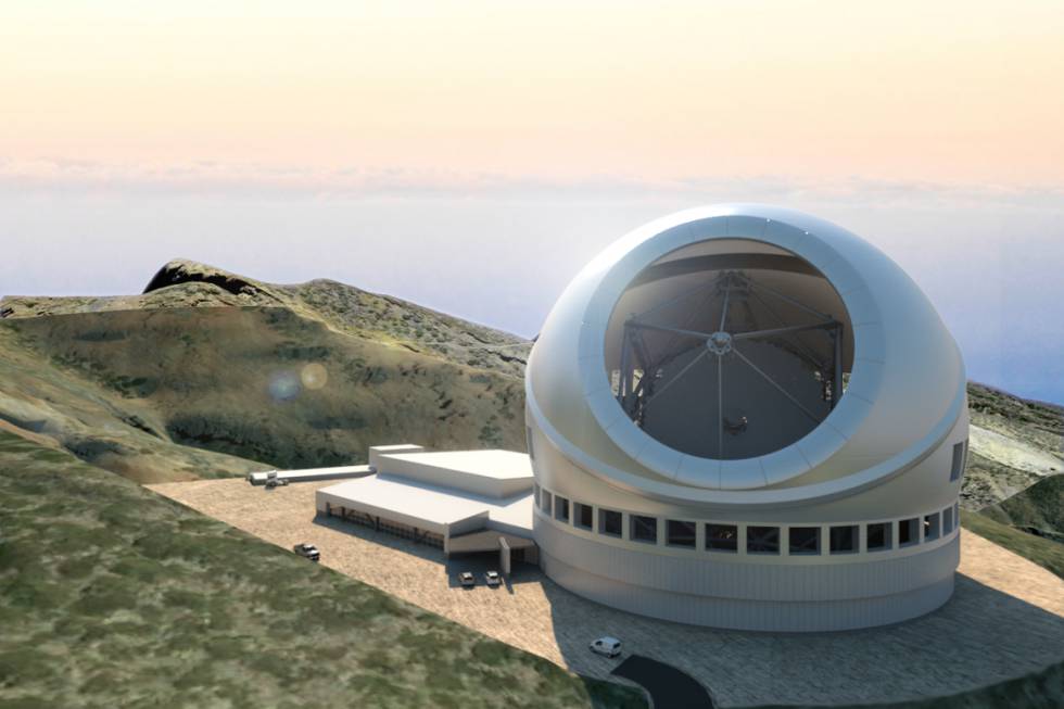Recreación del TMT en la cumbre de La Palma.