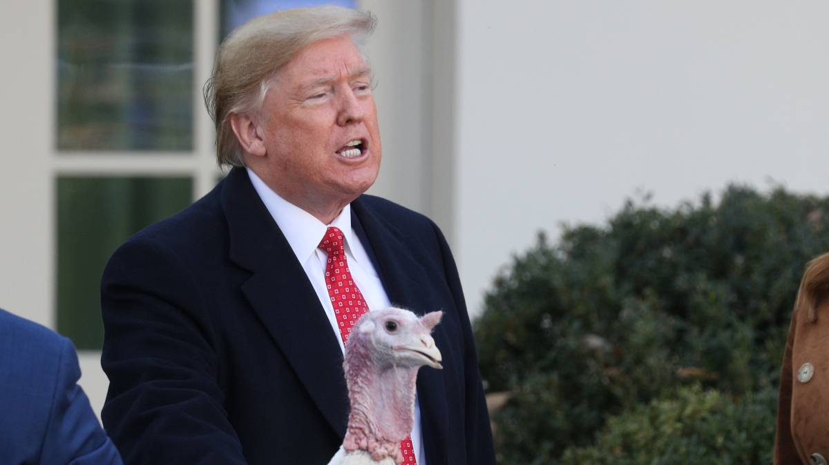 Donald Trump, junto a un pavo.