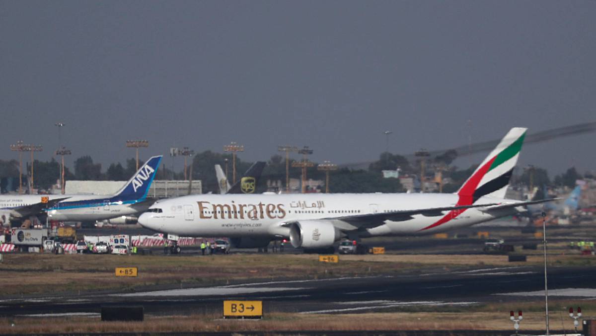 El Boeing 777 de Emirates, en México.