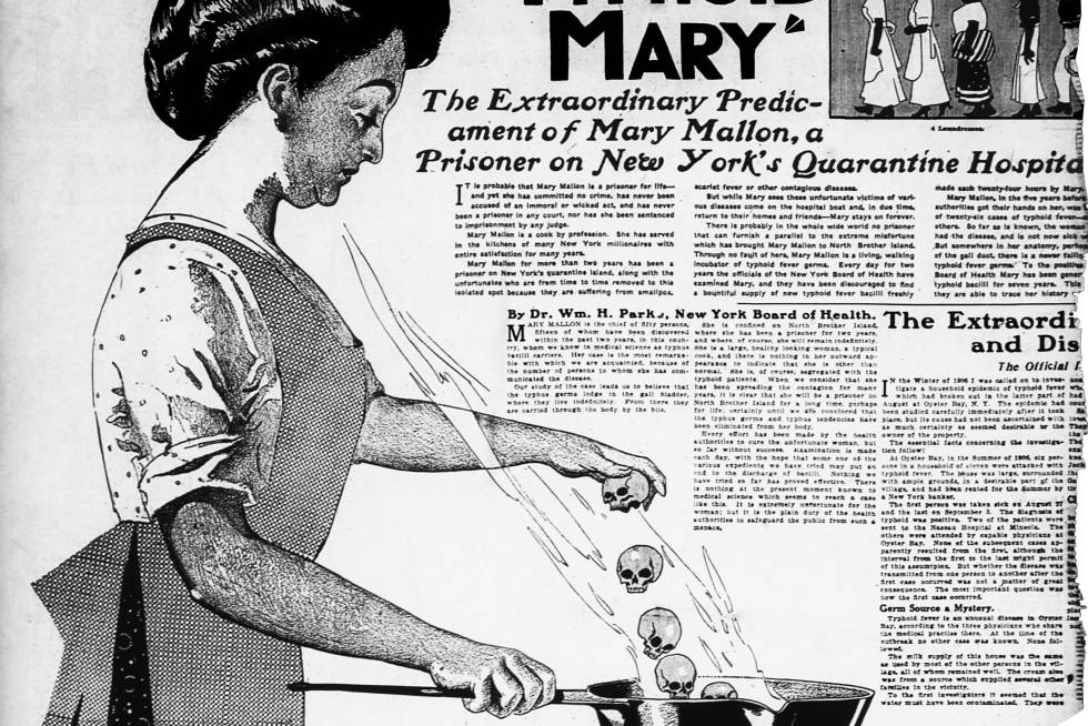 Una ilustración del 20 junio 1909 en 'The New York American' sobre Mary Mallon.
