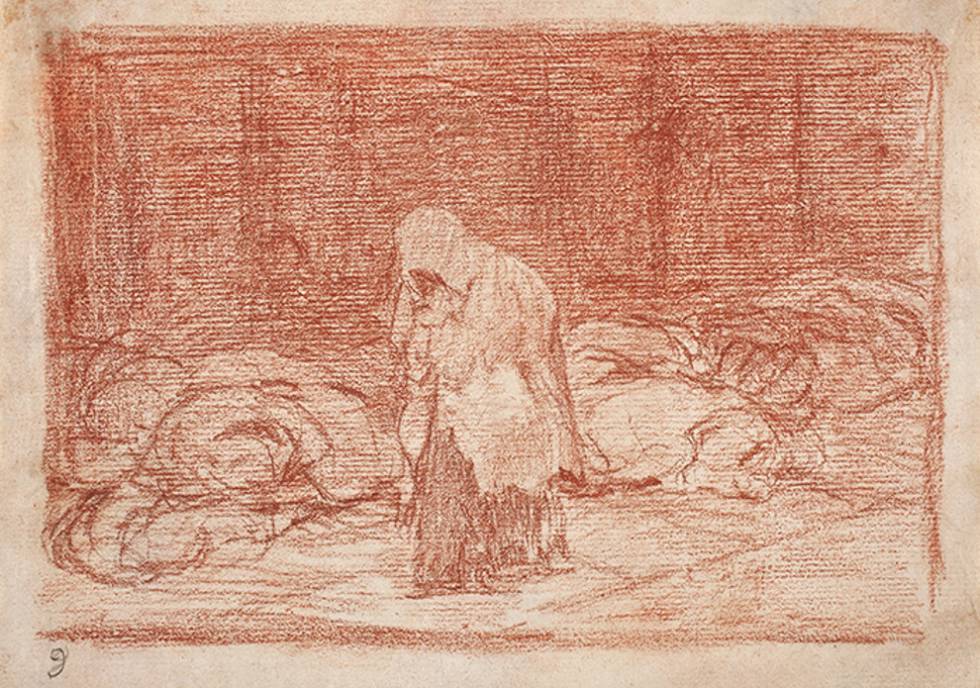 'Las camas de la muerte'. Dibujo preparatorio para el 'Desastre de la guerra' 62. 1812-1814. (Madrid, Museo Nacional del Prado).