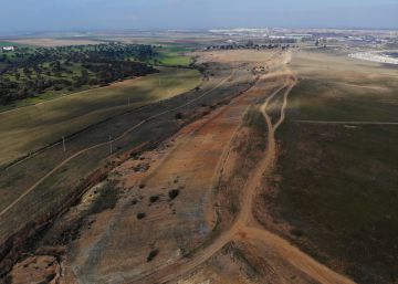 Estado actual de terrenos afectados por el vertido de Aznalcóllar, registrado hace 21 años. En la imagen se muestra la zona más contaminada por metales pesados, donde no crece nada, y franjas donde la vegetación ha vuelto a resurgir. 