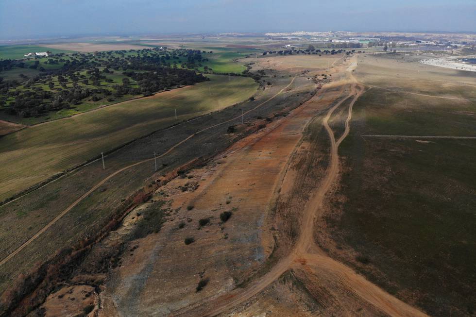 Estado actual de terrenos afectados por el vertido de Aznalcóllar, registrado hace 21 años. En la imagen se muestra la zona más contaminada por metales pesados, donde no crece nada, y franjas donde la vegetación ha vuelto a resurgir. 