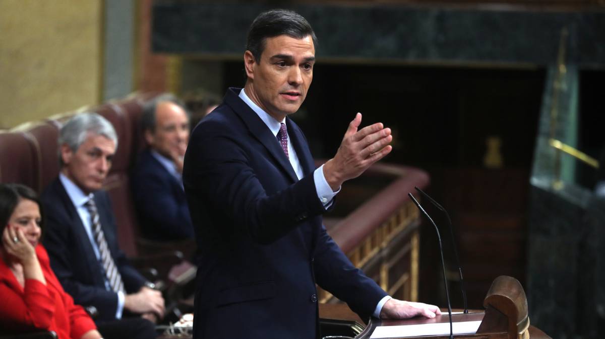 Pedro Sánchez, durante el debate de investidura.