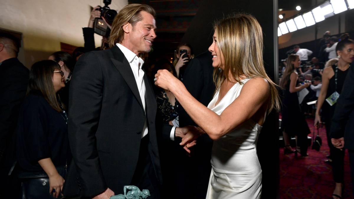 Brad Pitt y Jennifer Aniston, este domingo.