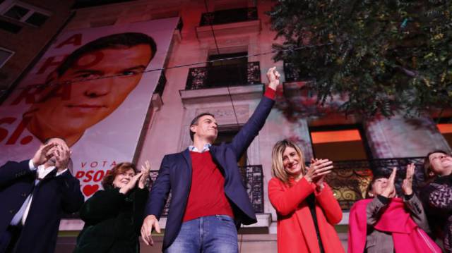 Sánchez, en la sede de Ferraz de Madrid.