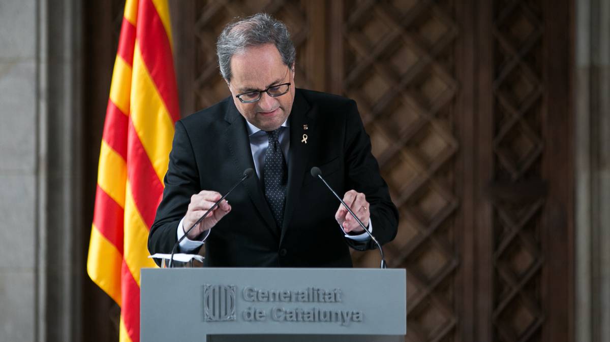 Torra, al anunciar el adelanto electoral.