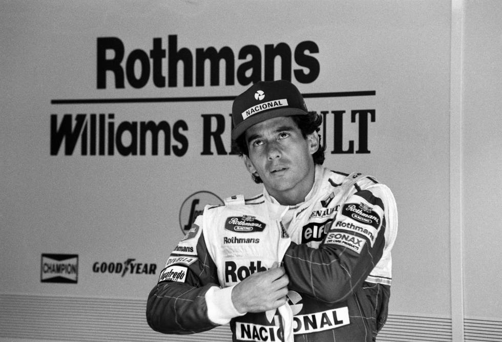 Ayrton Senna durante la ronda de clasificación del sábado 30 de abril de 1994. Ese día perdió la vida el austriaco Roland Ratzenberger. Senna lo haría al día siguiente.