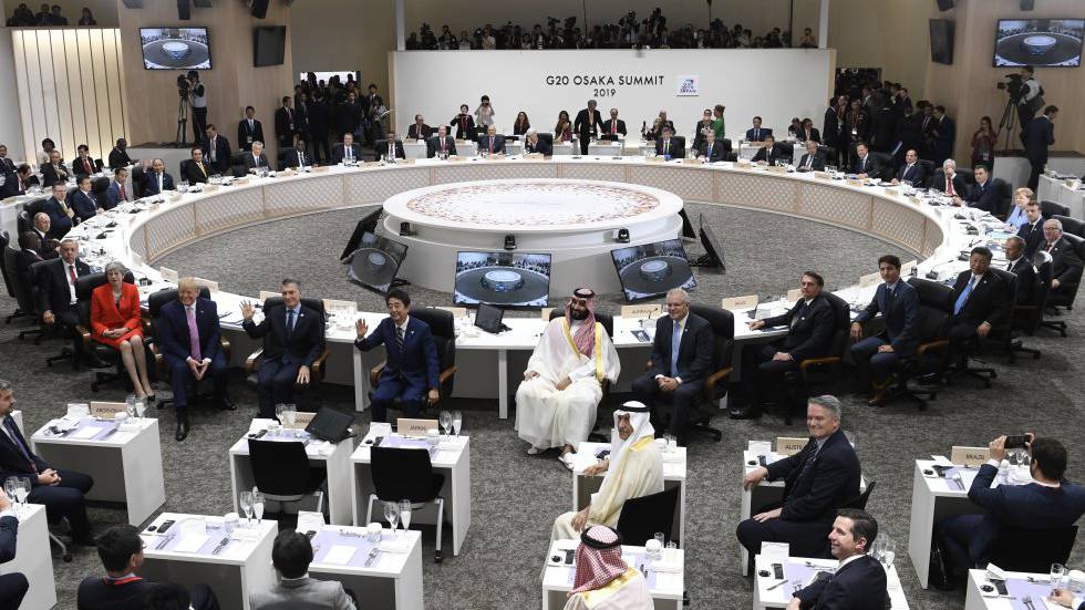 Los líderes del G20 posan al inicio de la cumbre celebrada en junio de 2019 en Osaka (Japón).