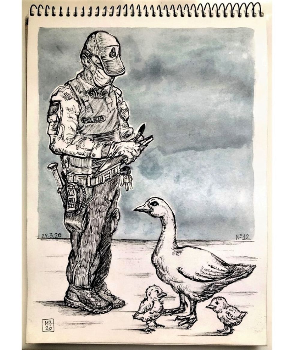 El mundo al revés. Día 13. Dibujos confinados en Cuarentena. “Haciendo el ganso”