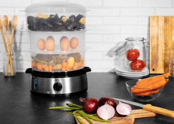 Tres platos en uno: cocina en casa sano, rápido y sin manchar con esta vaporera eléctrica de tres pisos