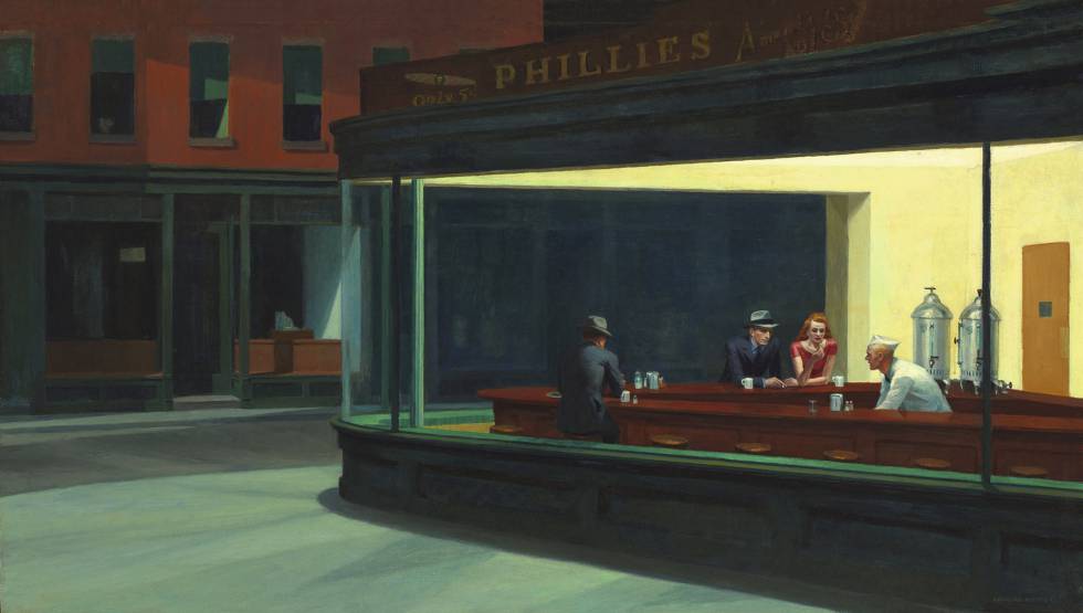'Nighthawks', una de las obras más célebres del pintor estadounidense Edward Hopper.