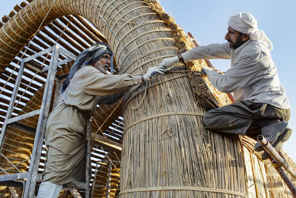 Las construcciones de cañas y barro en los humedales del sur de Irak duran hasta 25 años.