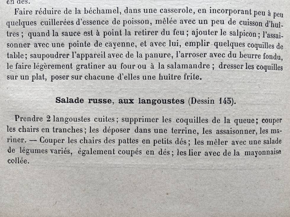 Receta de ensalada rusa del libro de Urban Dubois. J.C. CAPEL