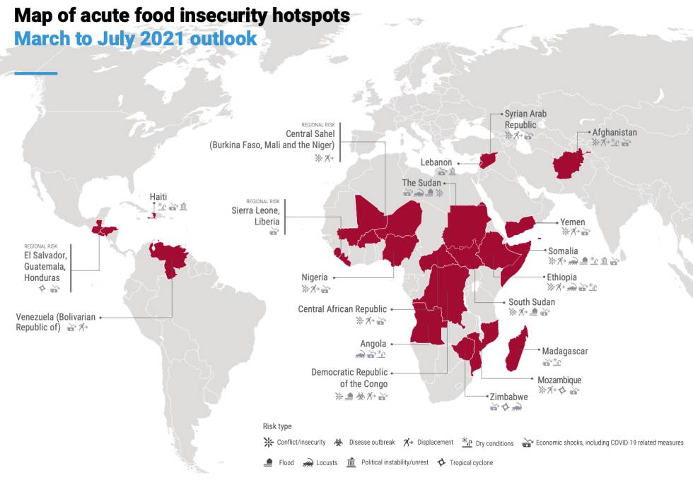 Map of the hot spots of acute food insecurity.