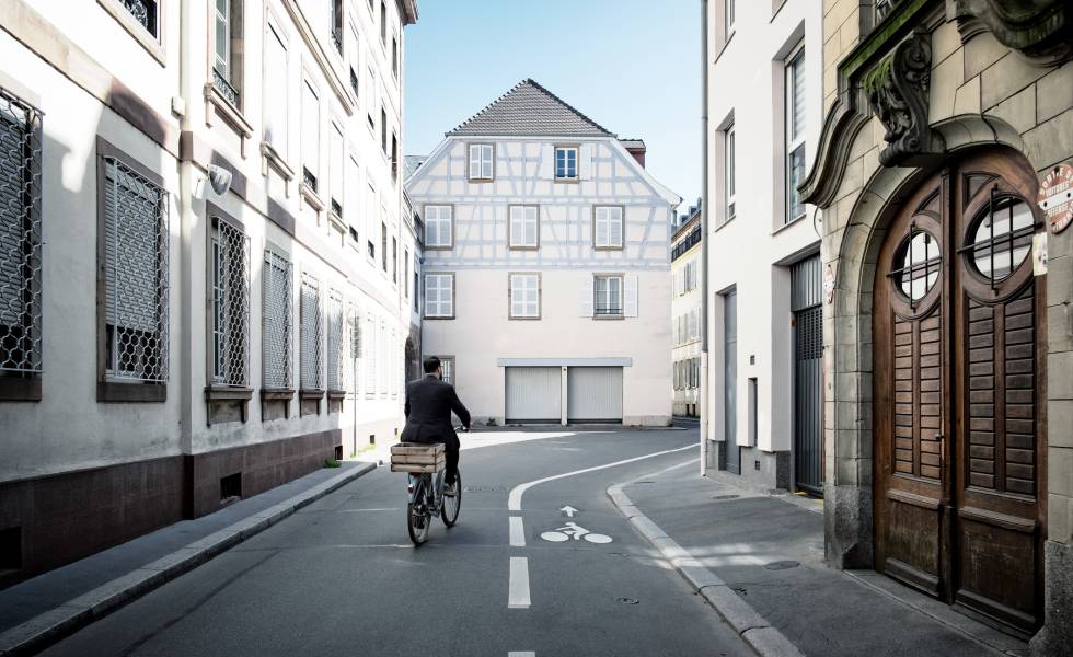 Ciclovia na cidade francesa de Estrasburgo.