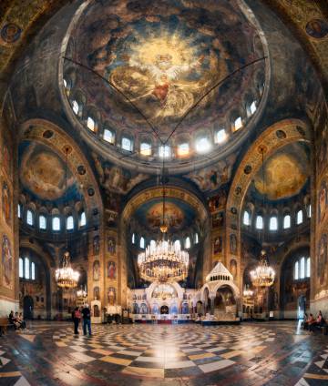 The interior of the Alexander Nevski cathedral in Sofia.