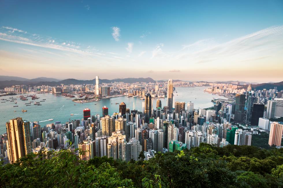 Skyscrapers of the city of Hong Kong (China).