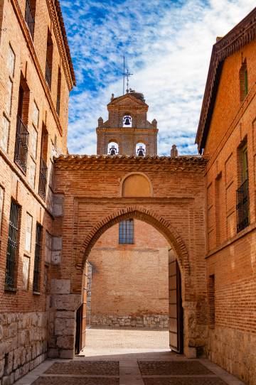 Facade and bell tower of the monastery of Santa Clara.