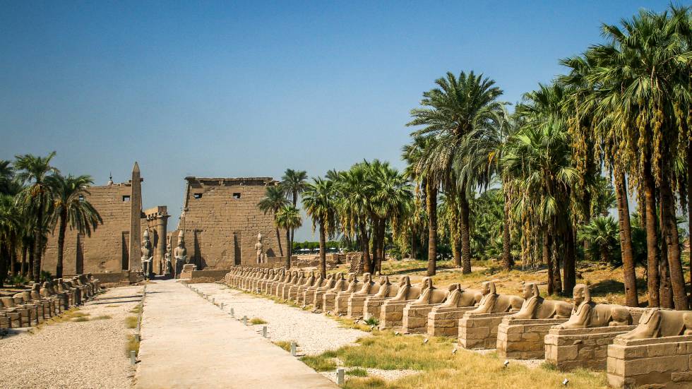 La Avenida de las Esfinges que une los templos de Karnak y Luxor, en Egipto.