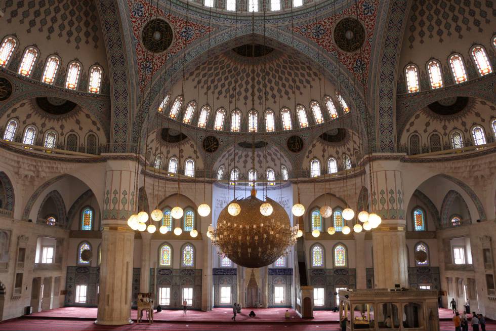 Interior of the Kocatepe Mosque in Ankara.