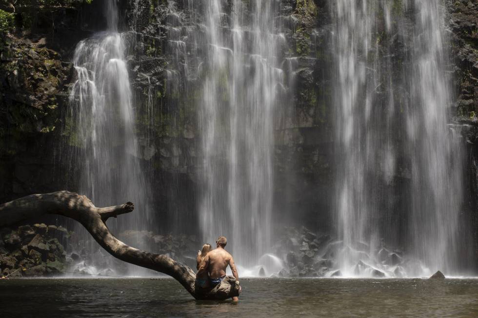 Llanos de Cortes waterfall and Poza Escondida, in Costa Rica.