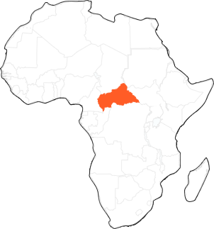Mapa de África donde se señalan República Centroafricana