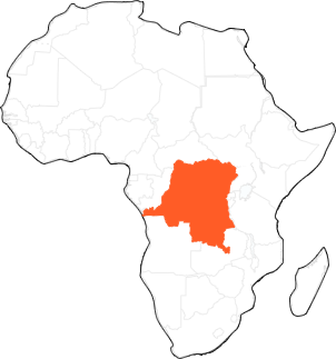 Mapa de África donde se señala la República democrática del Congo