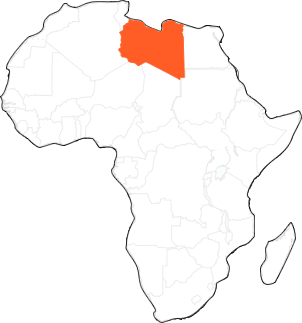 Mapa de África donde se señalan Libia