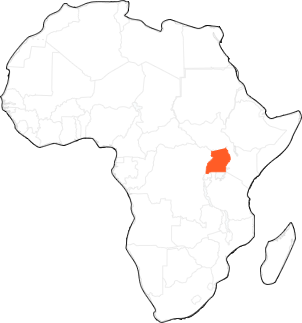 Mapa de África donde se señala Uganda