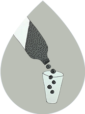 Ilustración de una botella echando agua sucia en un vaso