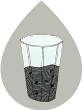 Ilustración de un vaso lleno de agua sucia