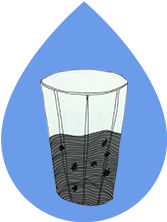 Ilustración de un vaso lleno de agua sucia