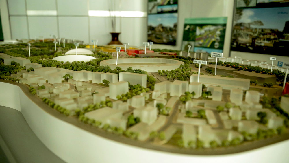 Maqueta con plan de construcción de viviendas