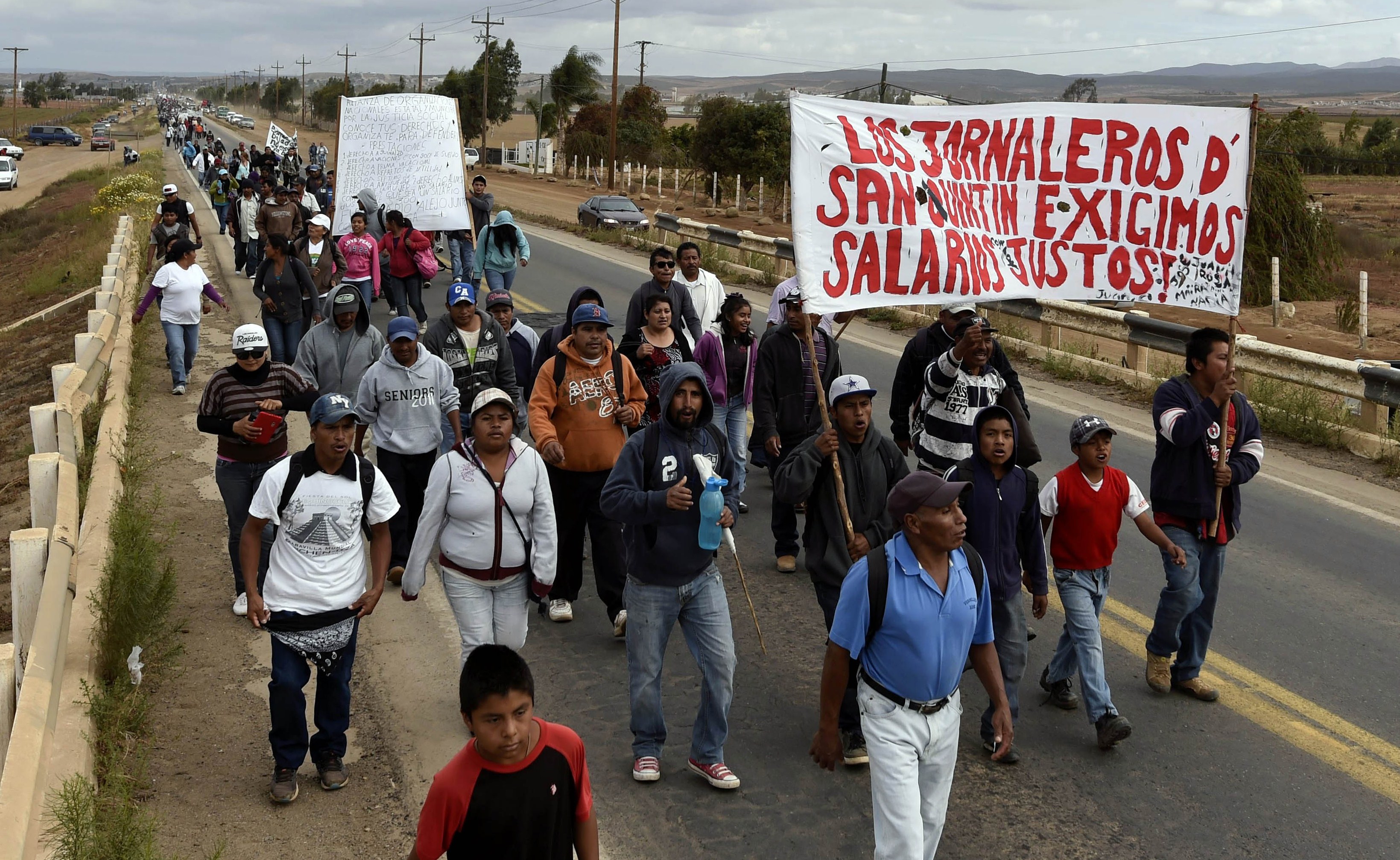 Una protesta de jornaleros en el Valle de San Quintín